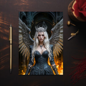 raxxa Postkarte: Dark Angel Queen in Candlelit Hall