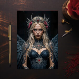 raxxa Postkarte: Dark Angel with Crown and Roses