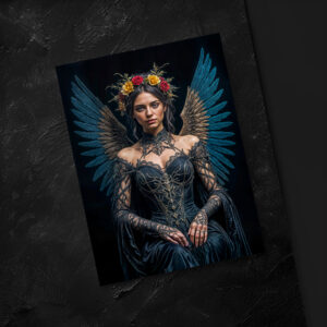 raxxa Postkarte: Dark Angel with Crown and Roses