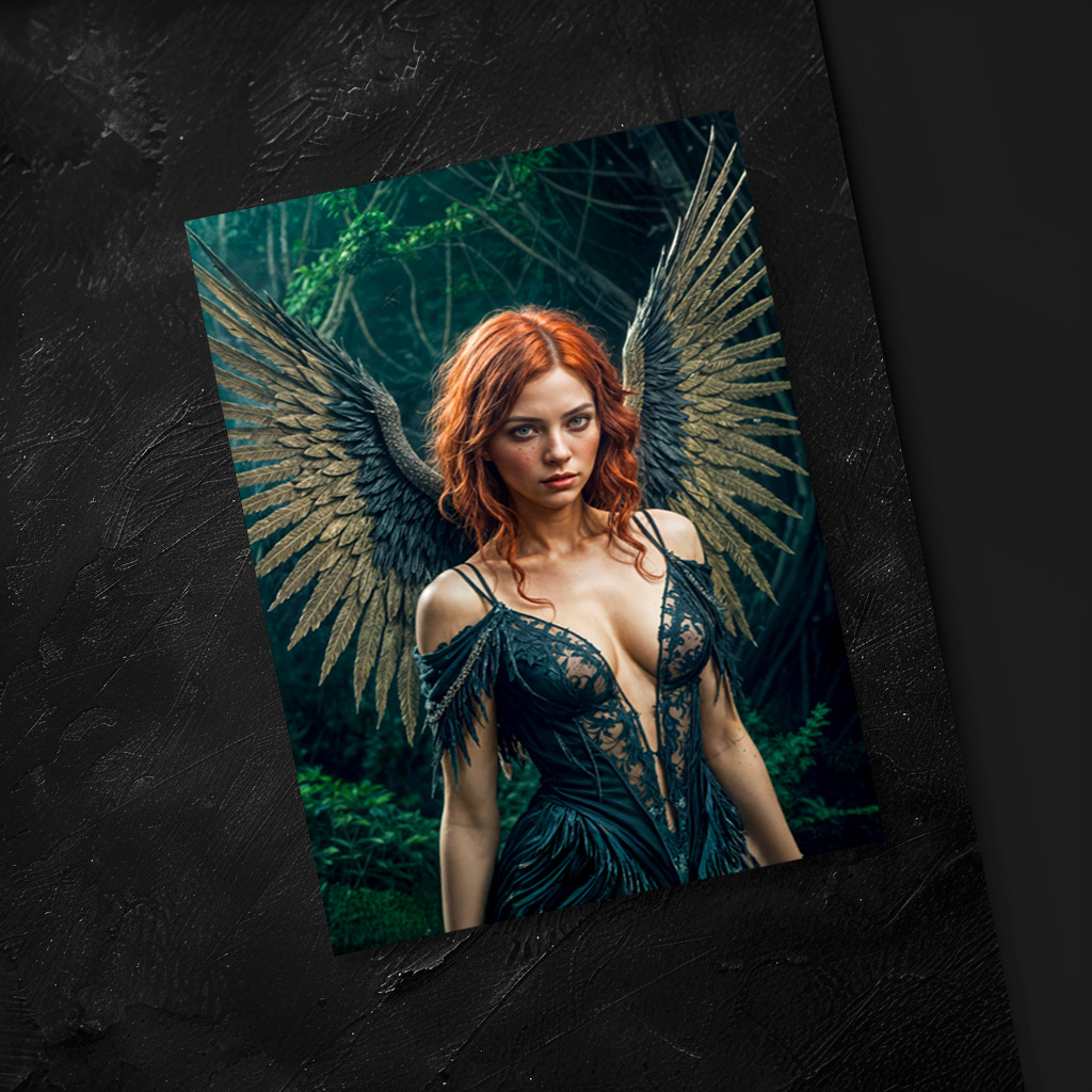 raxxa Postkarte: Majestic Dark Angel with Golden Wings