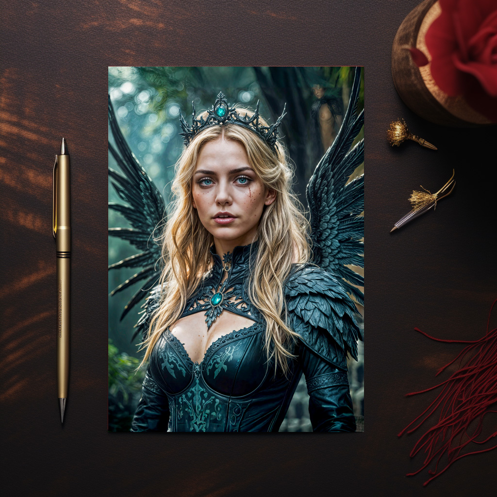 raxxa Postkarte: Golden-Haired Angel with black Wings