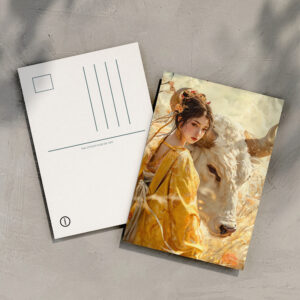 raxxa Postkarte: Girl with Ox Chinese Zodiac Art