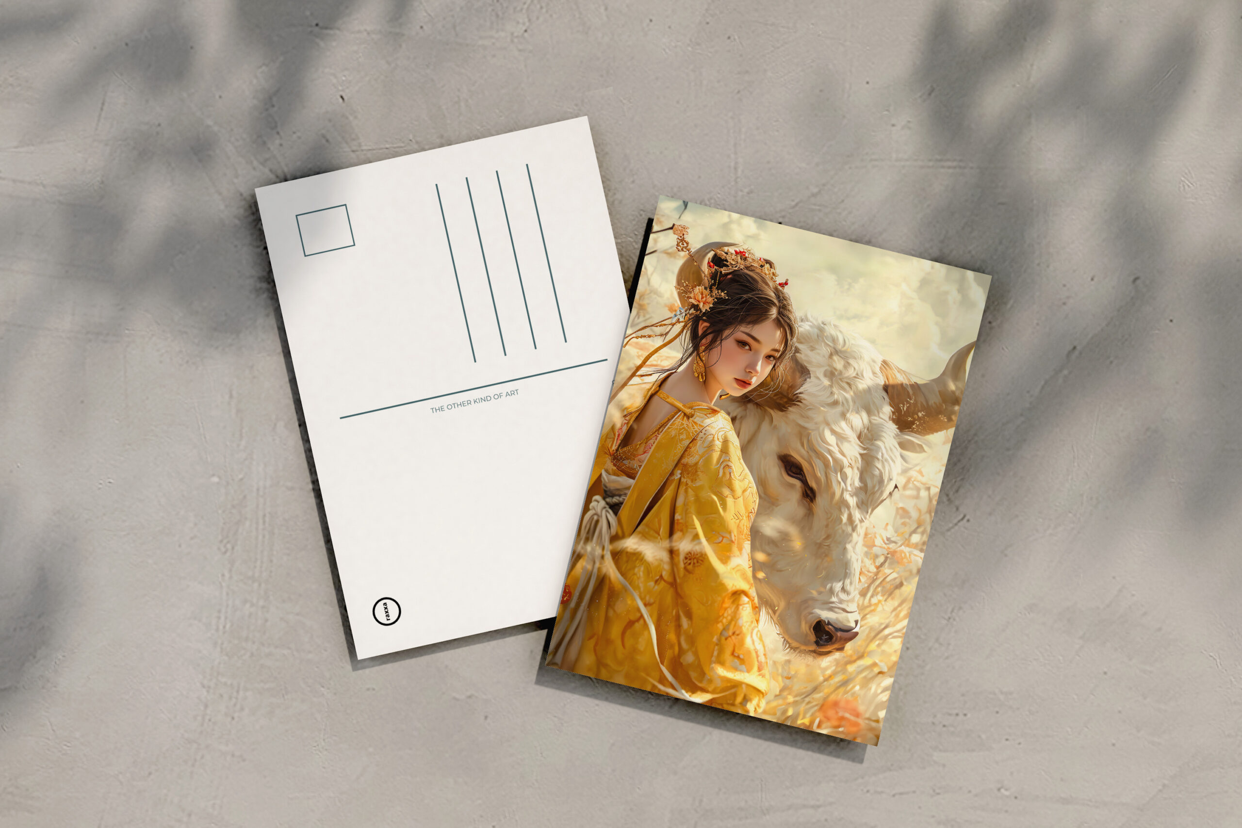 raxxa Postkarte: Girl with Ox Chinese Zodiac Art