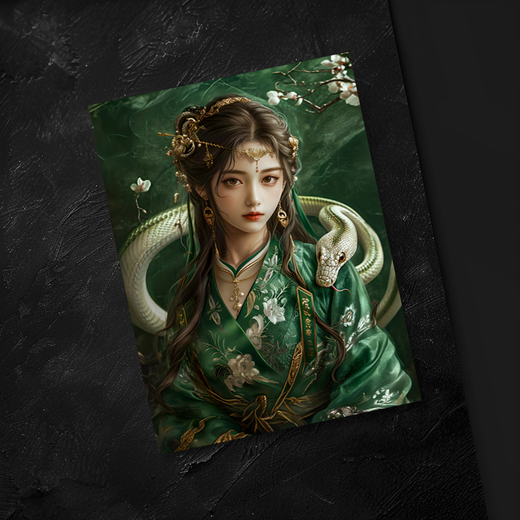 raxxa Postkarte: Girl with Snake Chinese Zodiac Art