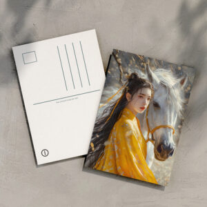 raxxa Postkarte: Girl with Horse Chinese Zodiac Art