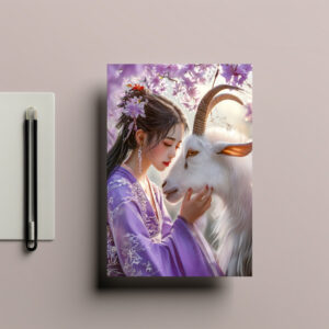 raxxa Postkarte: Girl with Goat Chinese Zodiac Art