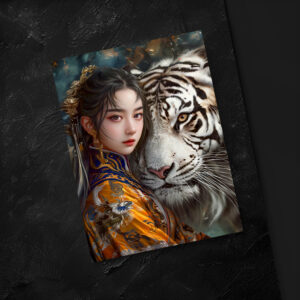 raxxa Postkarte: Girl with Tiger Chinese Zodiac Art