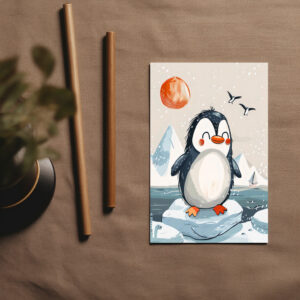 raxxa Postkarte: Cartoon of Penguin on Ice Floe