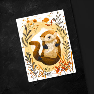 raxxa Postkarte: Cartoon of Sea Otter Floating in Ocean
