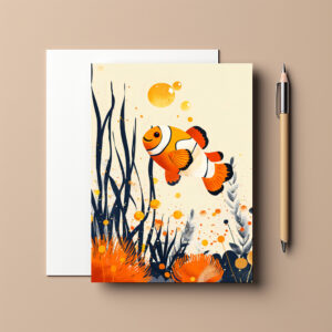 raxxa Postkarte: Cartoon of Clownfish in Coral Reef