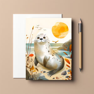 raxxa Postkarte: Cartoon of Friendly Sea Lion on the beach