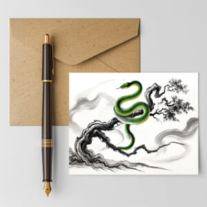 raxxa Postkarte: Ink painting Sinuous Snake Coiled on Tree
