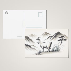 raxxa Postkarte: Graceful Goat on Meadow with Mountains