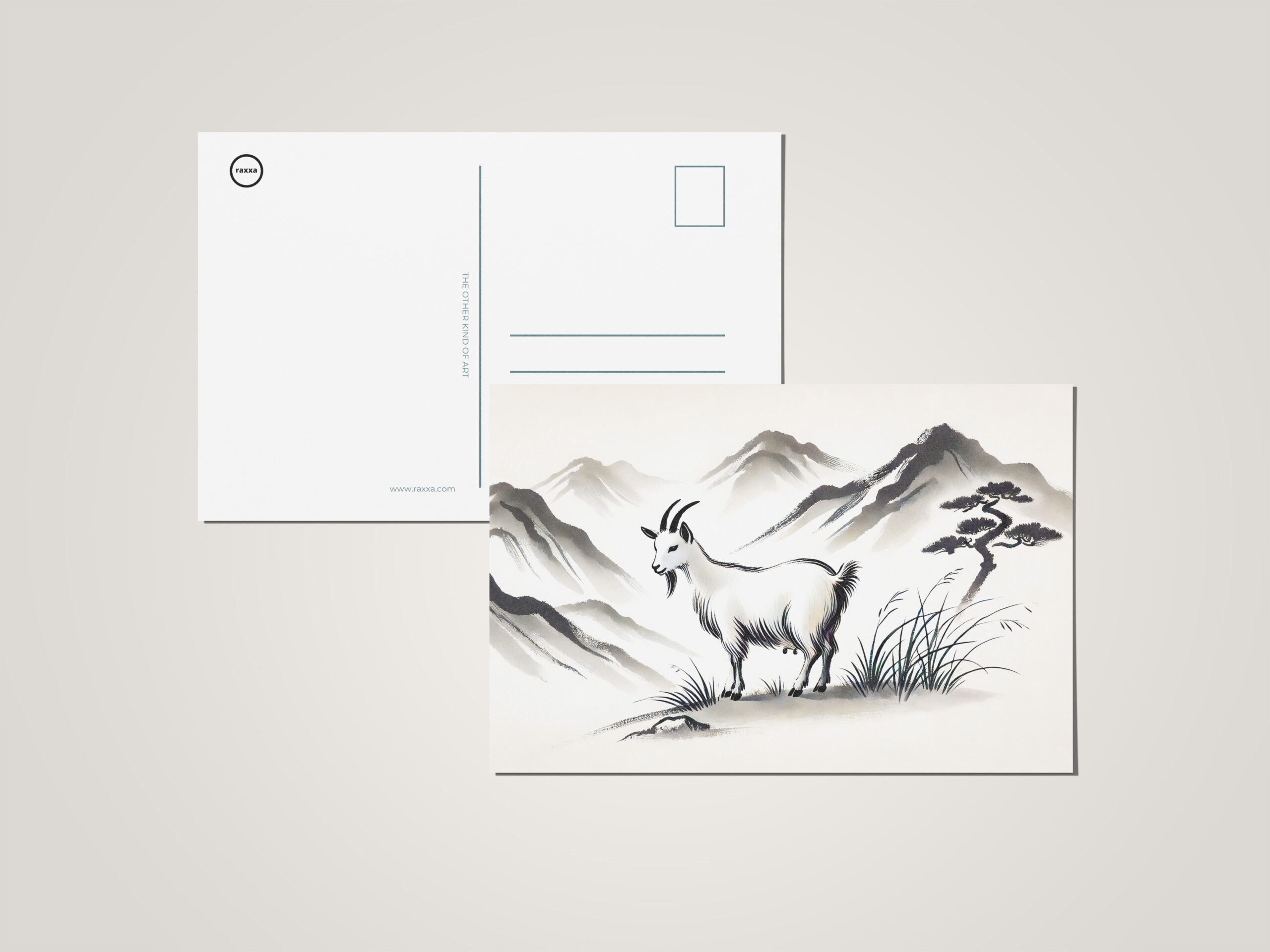 raxxa Postkarte: Graceful Goat on Meadow with Mountains