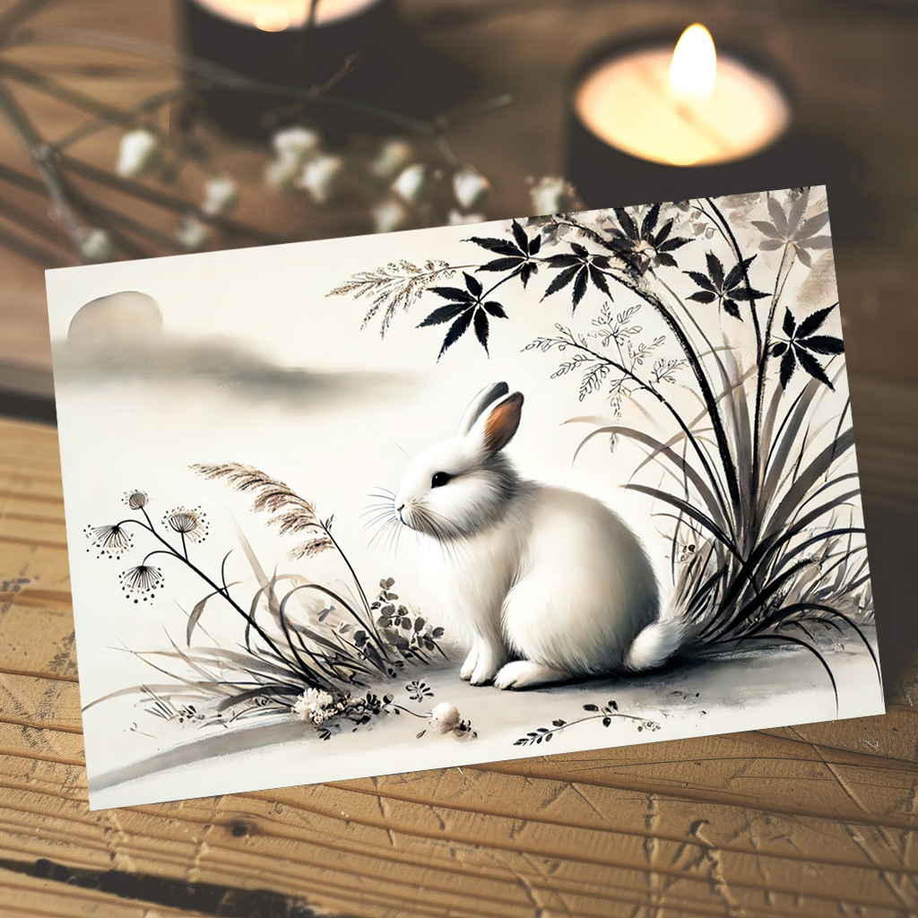 raxxa Postkarte: China zodiac ink of Serene Hare Resting Under Bush – Bild 2
