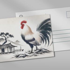 raxxa Postkarte: Proud Rooster Standing Before Barn