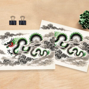raxxa Postkarte: China ink of Majestic Dragon Soaring in Clouds