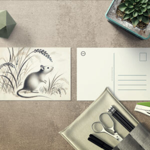 raxxa Postkarte: Cunning Rat Under Rice Plant. ink zodiac