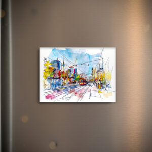 raxxa Glas-Magnet: Watercolor Berlin Mitte Tram Colorful Facades