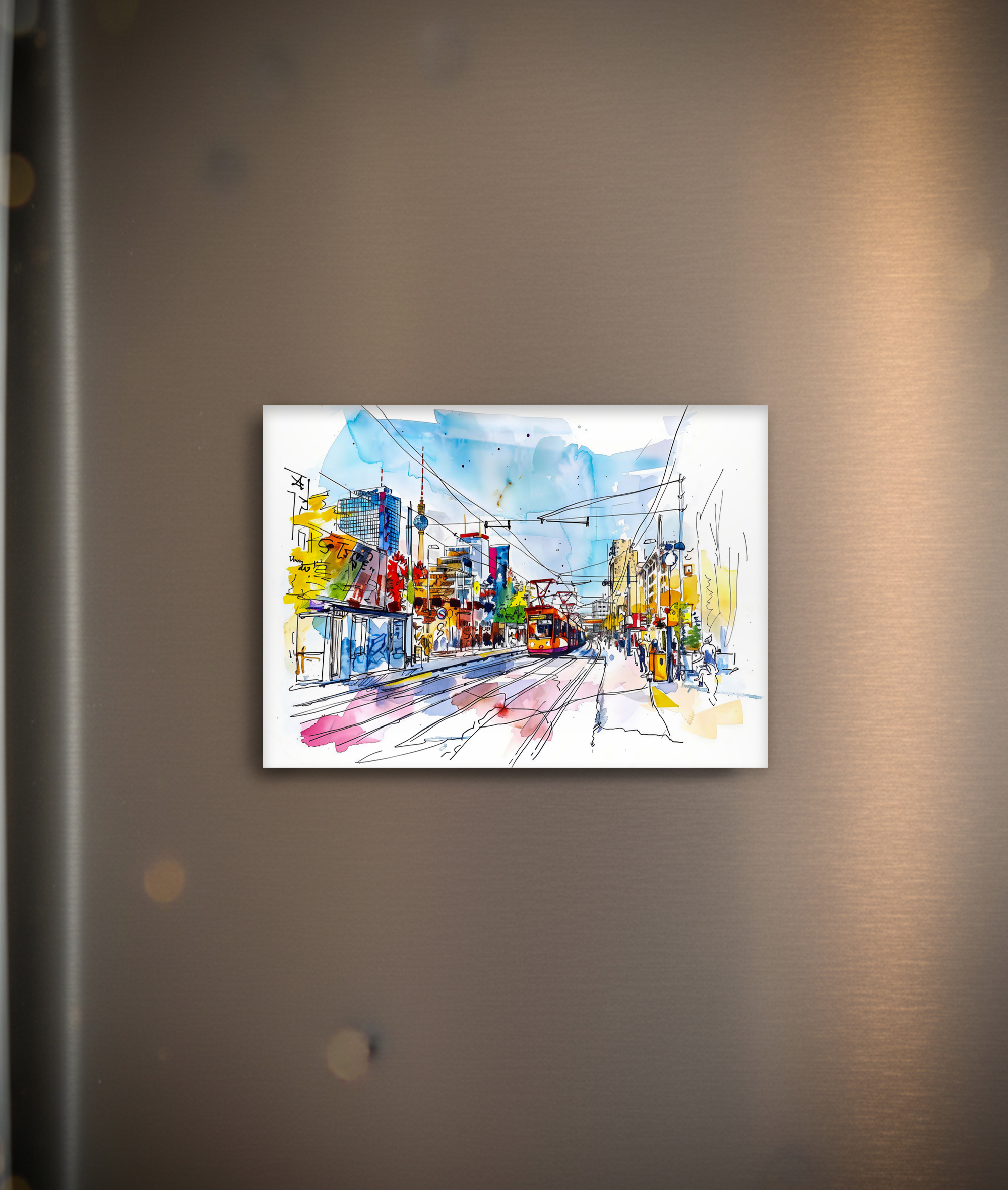 raxxa Glas-Magnet: Watercolor Berlin Mitte Tram Colorful Facades