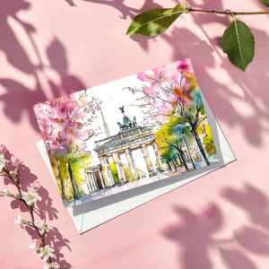 raxxa Postkarte: Watercolor Berlin Spring Brandenburg Gate