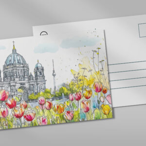 raxxa Postkarte: Watercolor Berlin Mitte Cathedral Spring
