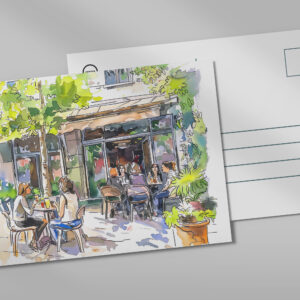 raxxa Postkarte: Watercolor Berlin Kreuzberg Summer Cafe
