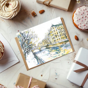 raxxa Postkarte: Watercolor Berlin Spandau Winter Havel