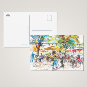 raxxa Postkarte: Watercolor Berlin Mitte Summer Dance Evening