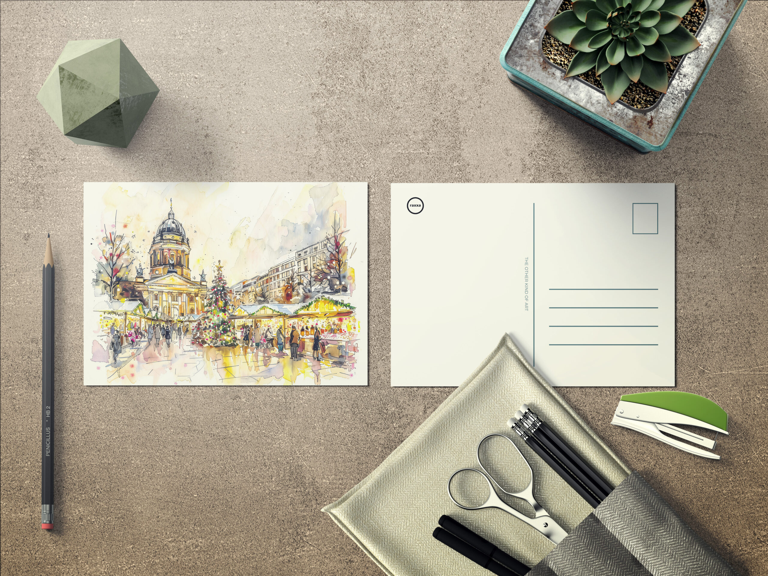 raxxa Postkarte: Watercolor Berlin Christmas Market