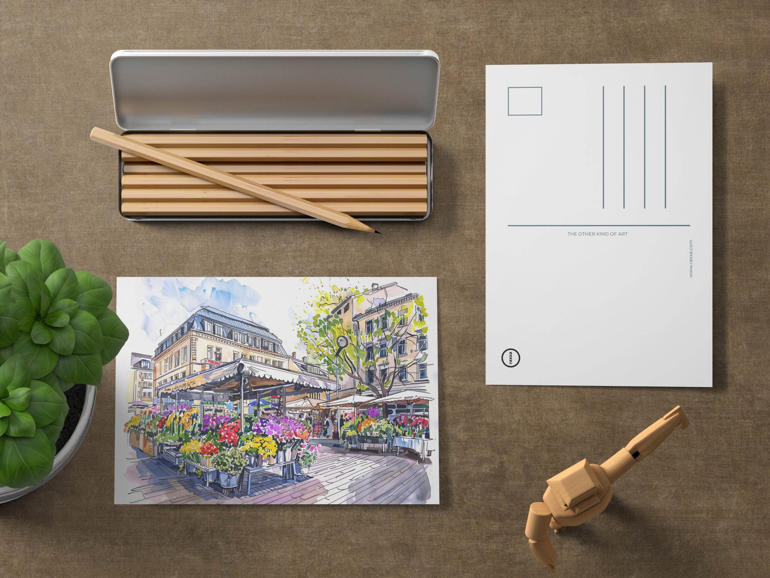 raxxa Postkarte: Watercolor Berlin Market Summer Flowers
