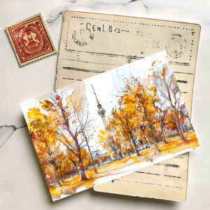 raxxa Postkarte: Watercolor Berlin Mitte Autumn TV Tower