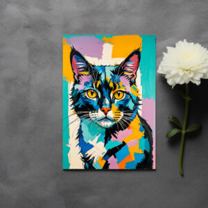 raxxa Postkarte: Colorful Cubist Feline Art Cat