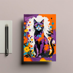 raxxa Postkarte: Vibrant Abstract Feline Painting