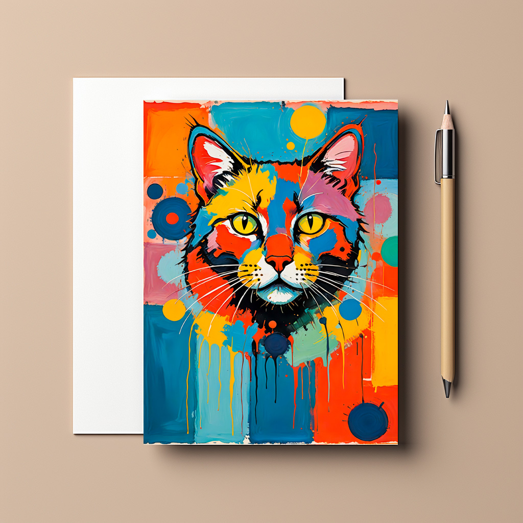 raxxa Postkarte: Abstract Cubist Cat Art Illustration