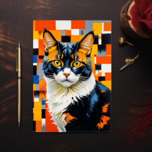 raxxa Postkarte: Vivid Geometric Cat Painting Illustration