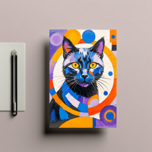 raxxa Postkarte: Modern Geometric Cat Art painting