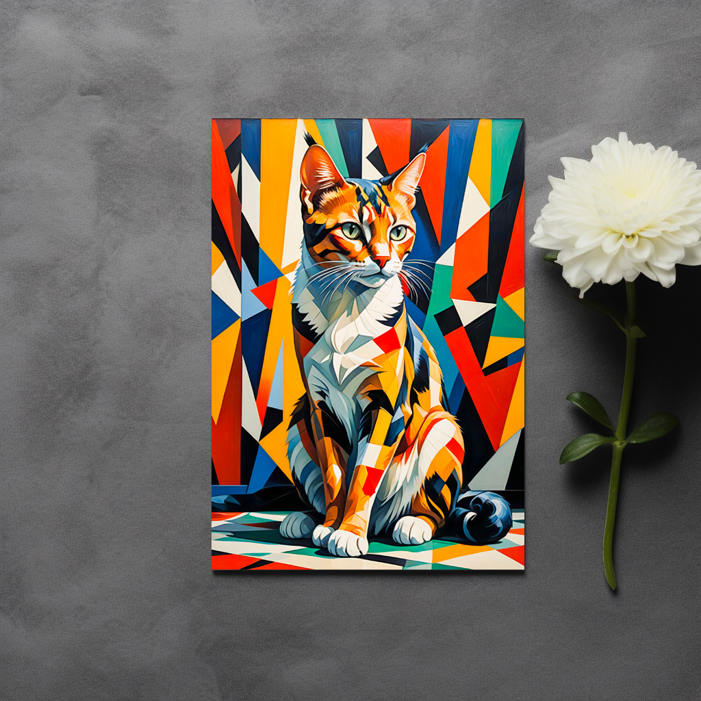 raxxa Postkarte: Bright Cubist Cat Art Design