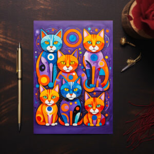 raxxa Postkarte: Colorful Cubist Cats Artwork