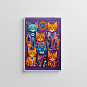 raxxa Glas-Magnet: Colorful Cubist Cats Artwork
