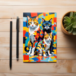raxxa Postkarte: Colorful Geometric Feline Portraits