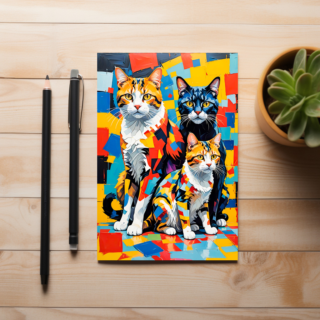 raxxa Postkarte: Colorful Geometric Feline Portraits