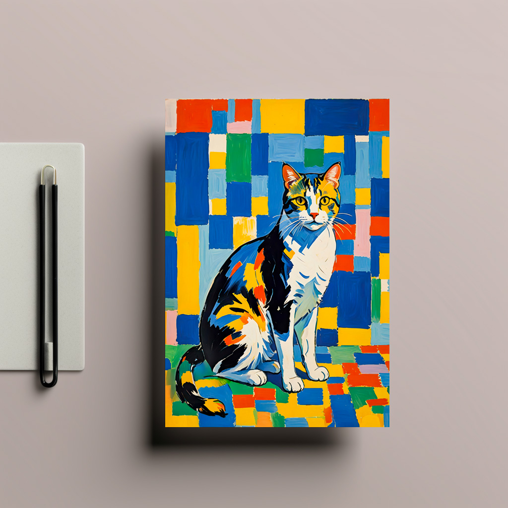 raxxa Postkarte: Modern Geometric Cat Artwork