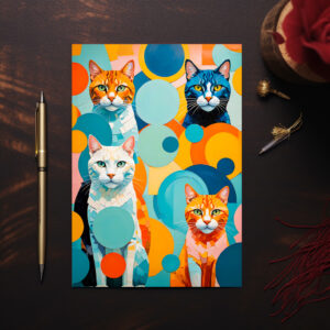raxxa Postkarte: Abstract Geometric Cats Painting