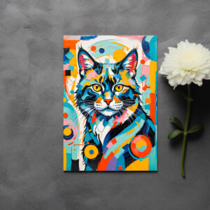 raxxa Postkarte: Abstract Feline Geometric Art Cat