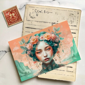 raxxa Postkarte: Golden Flower Fairy with Sparkling Eyes
