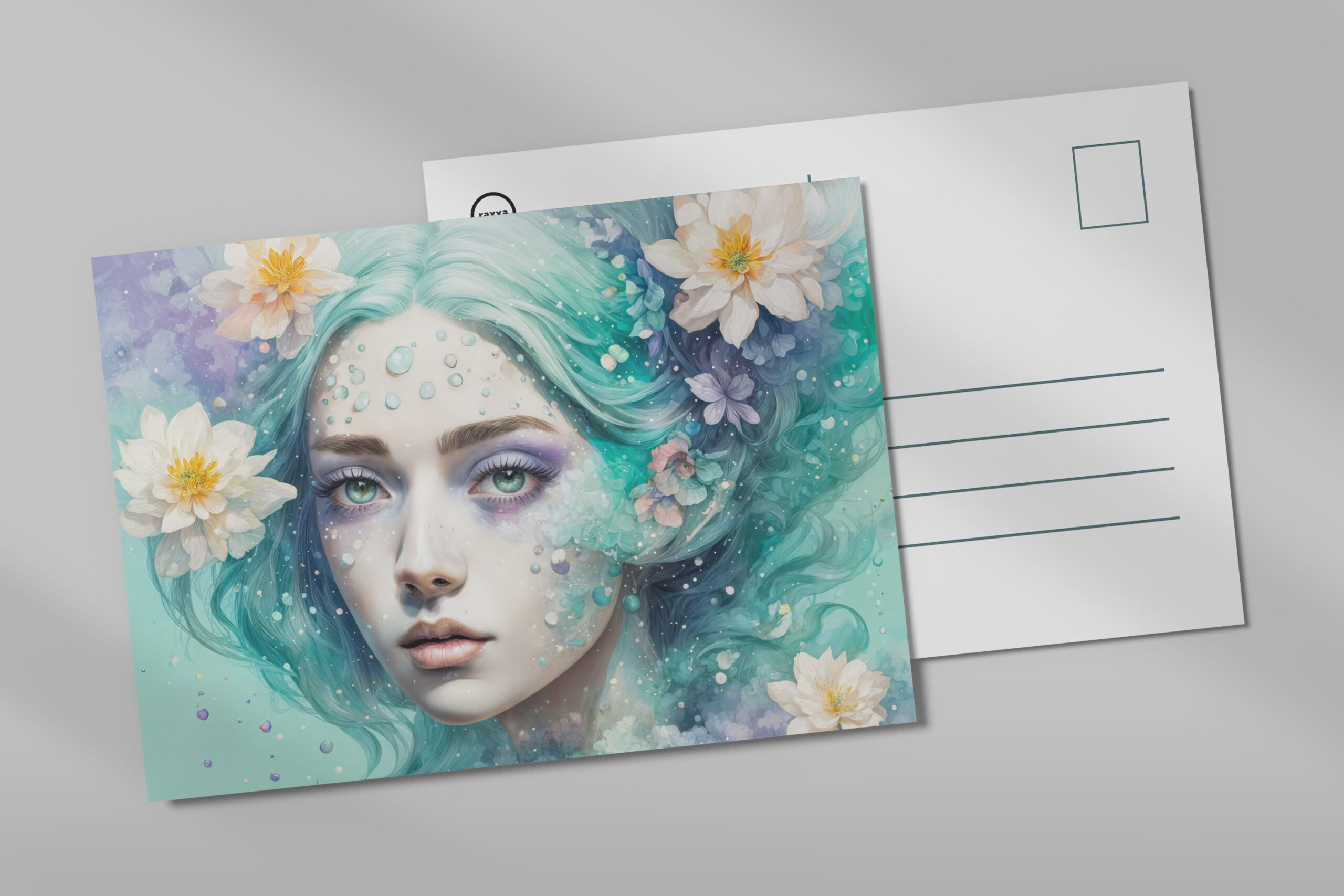 raxxa Postkarte: Water Nymph with Lotus Flowers
