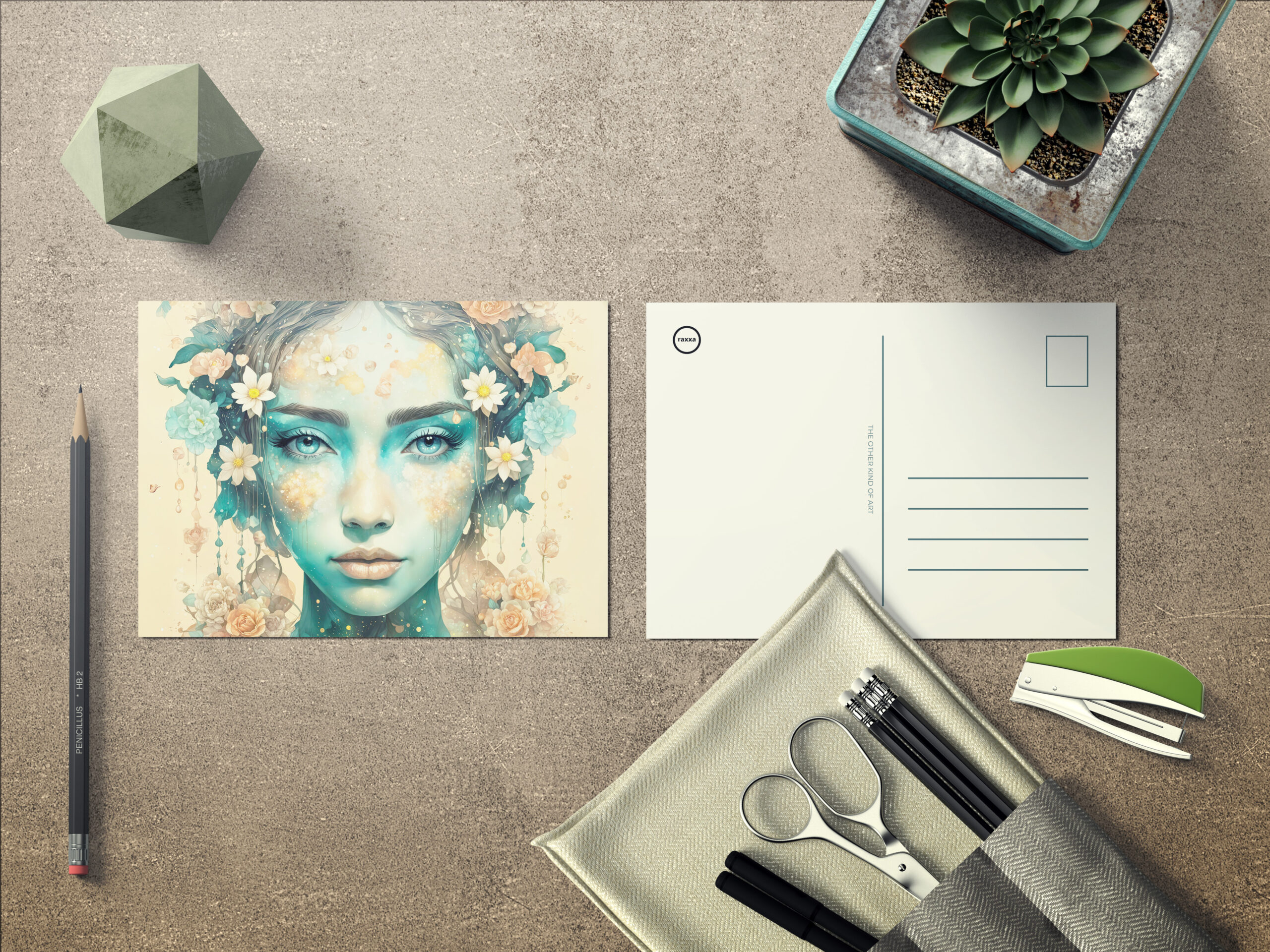 raxxa Postkarte: Golden Flower Fairy with Sparkling Eyes