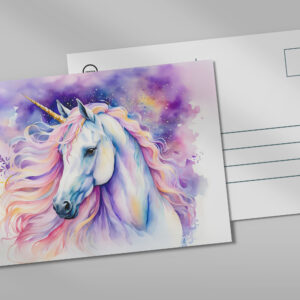 raxxa Postkarte: Mystical Unicorn Walking Beneath A Shimmering Rainbow