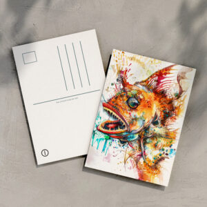 raxxa Postkarte: Abstract Watercolor Illustration of a Deep-Sea Anglerfish
